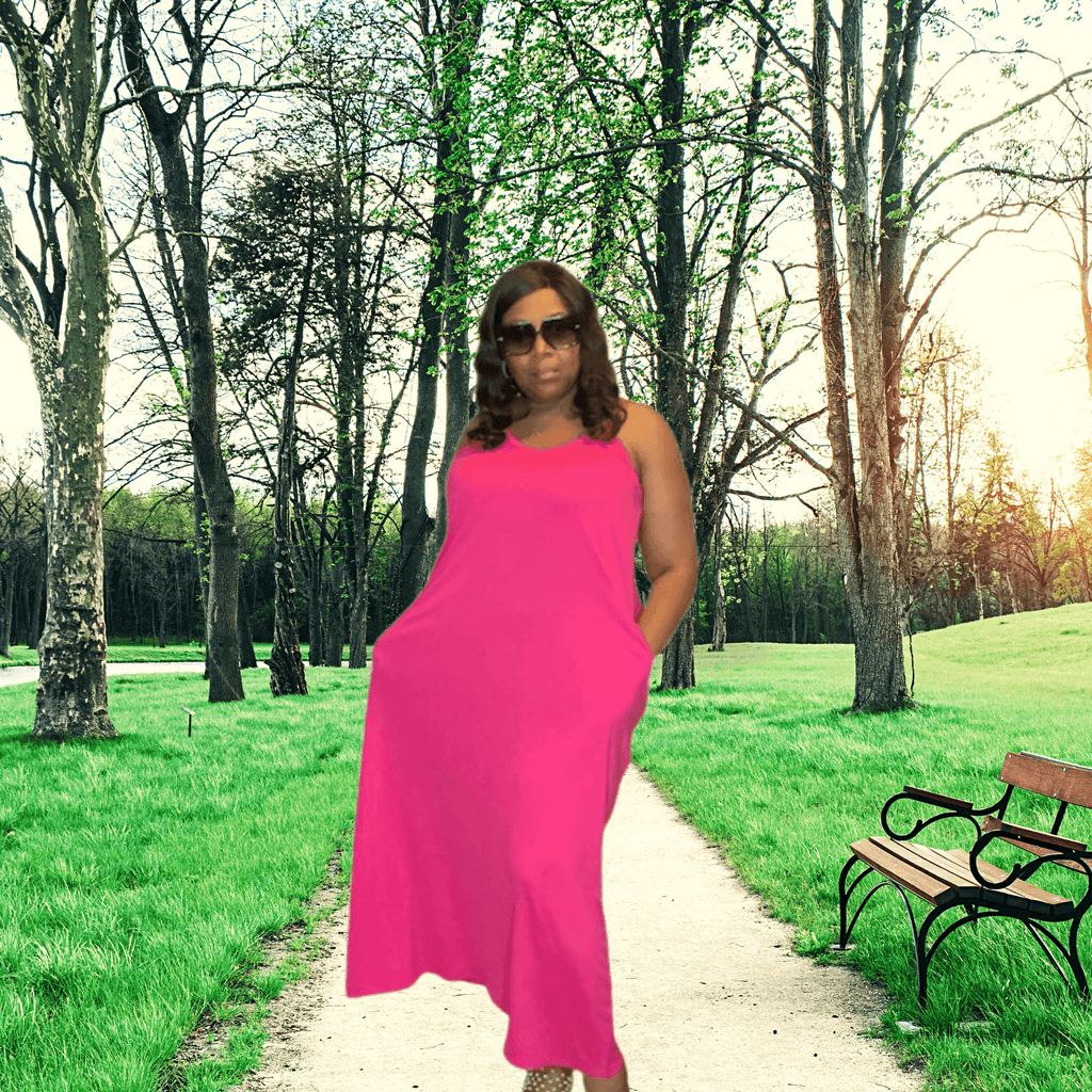 pink maxi  dress ,maxi , summer dress s  V – Neck cami Maxi Dress with pockets and adjustable straps.